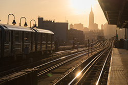 Train station near homes for sale in Metuchen NJ during sunset